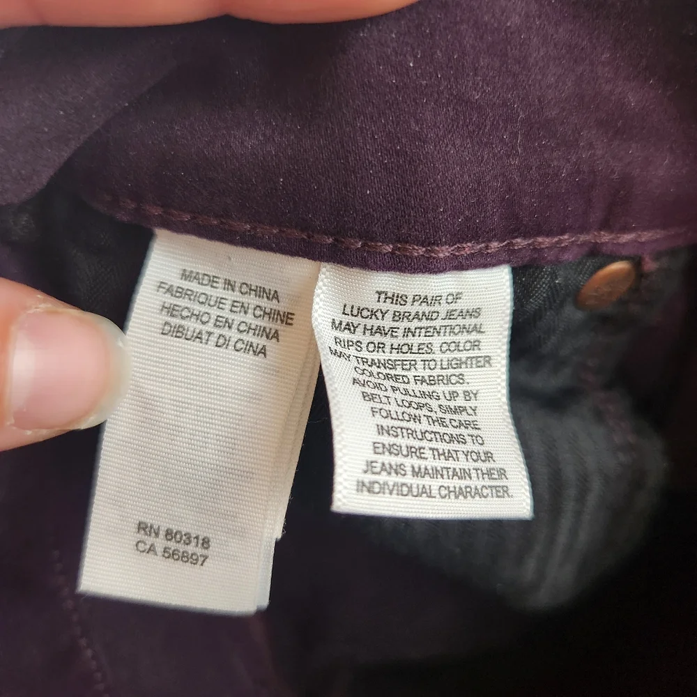 Lucky Brand Brooke Velvet Legging Jean Plum Color